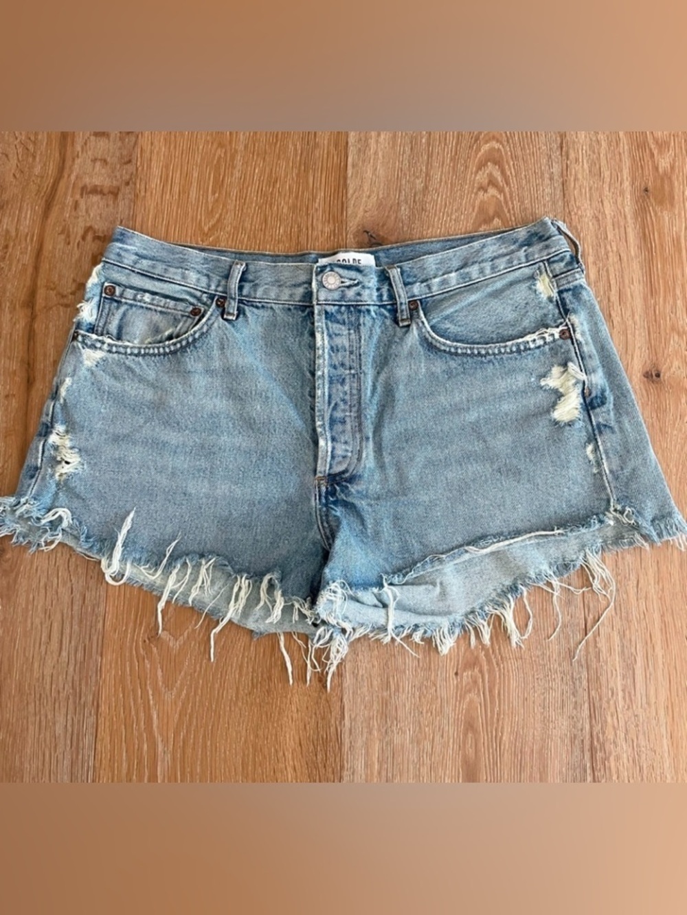 Agolde Parker Denim Jean Short Womens Size 30 Cut Off Button Fly Cotton